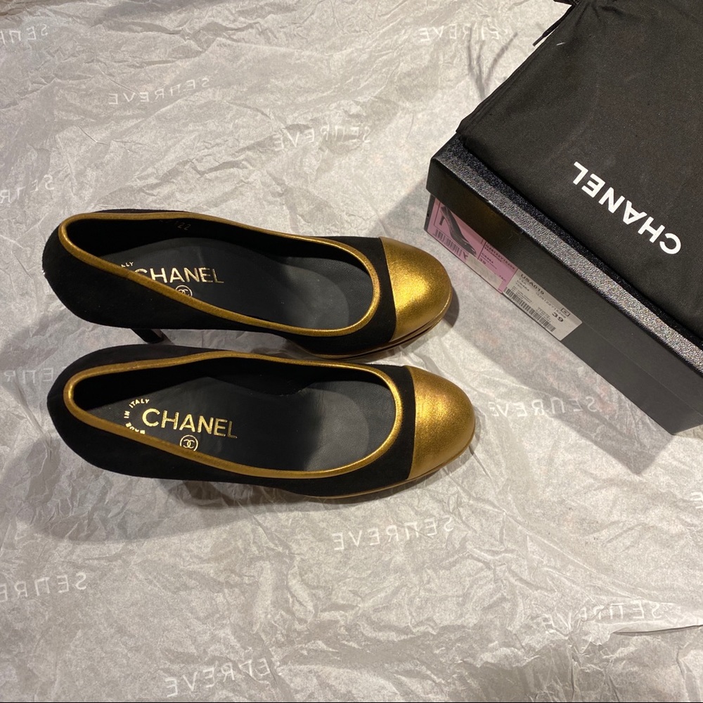 Authentic Black Chanel Platform Pumps